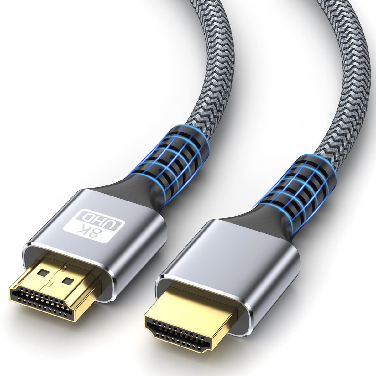 looyotul 8k 6.6ft 2.1 8K@60HZ 4K@120HZ 48Gbps HDTV,PS4,PS5,Monitor 2.2&2.3 HDR,eARC,Dolby.(Silvery) Hdmi Cable Ultra
