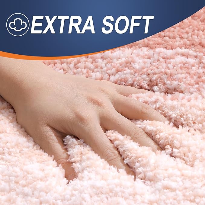 OLANLY Bathroom Rugs Mat 59x20, Extra Soft Absorbent Microfiber Bath Rugs, Rubber Backing, Quick Dry, Machine Washable Bath Mats for Bathroom Floor, Tub and Shower, Home Decor Accessories, Peach