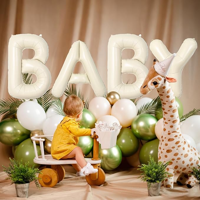 40 Inch Letter Balloons U, Big Custom A-Z Alphabet Foil Name Balloon Cream White, Self Inflating Beige Customize Helium Balloon Letters U for Women Girls Birthday Bride Baby Shower Party Decorations