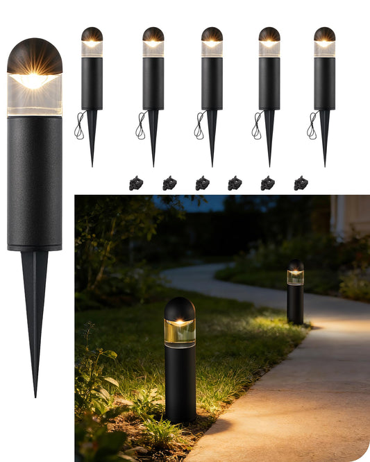 EDISHINE Low Voltage Landscape Lighting, 12V 3W 3000K Warm White, Electric Outdoor Bollard Lights with Connectors, Waterproof LED Pathway Driveway Walkway Lights Wired for Yard Garden