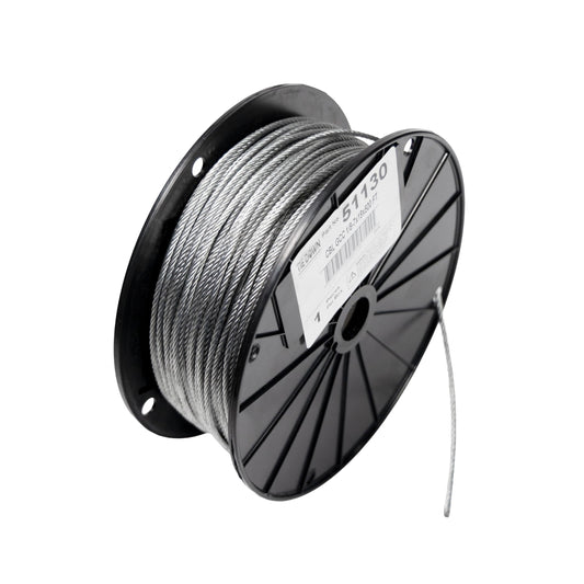Tie Down 1/8" 7x19 Galvanized Steel Aircraft Cable – 500 ft Reel | Wire Rope for Deck Railings & Garage Doors