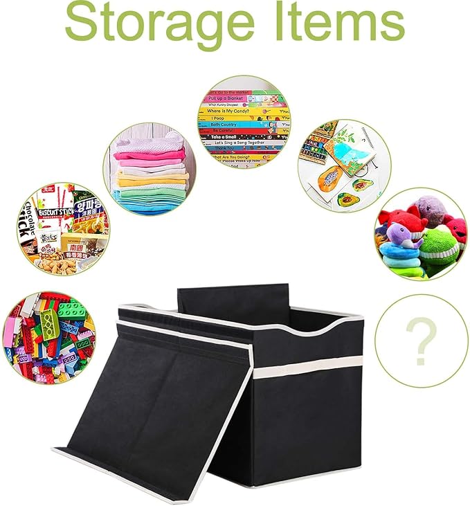 Toy Box Chest, Collapsible Sturdy Storage Bins with Lids, Extra Large Kids Toy Storage Organizer Boxes Bins Baskets for Kids, Boys, Girls, Nursery Room, Playroom, Closet (BLACK)
