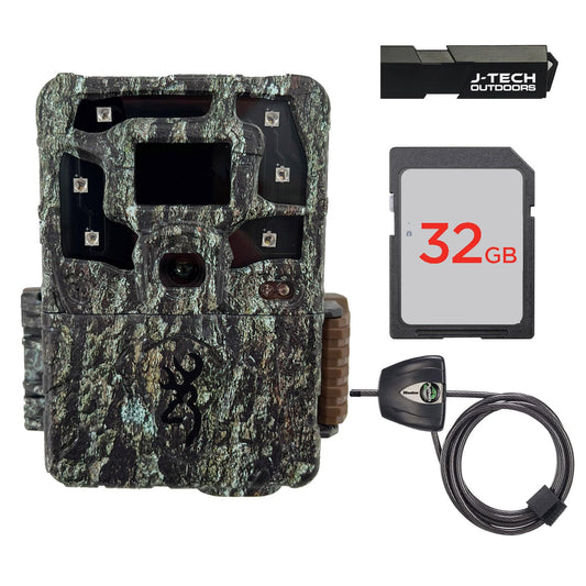 Browning Strike Force Pro X 1080 Trail Game Camera Bundle Includes 32GB Memory Card and J-TECH Card Reader and and Python Cable Lock (24MP) | BTC5PX1080