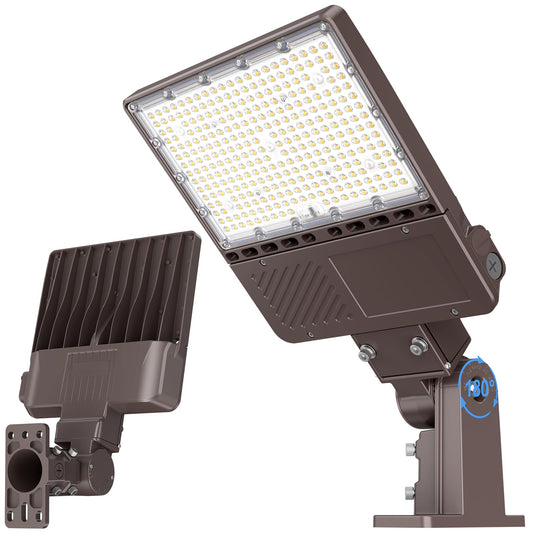 ADUB 480V 150W/120W/90W LED Parking Lot Light, 22500LM ETL Listed 5000K Shoebox, 277-480V AC Industrial Flood Light with Photocell & Adjustable Arm, IP65 Outdoor Area Pole Lighting for Stadium