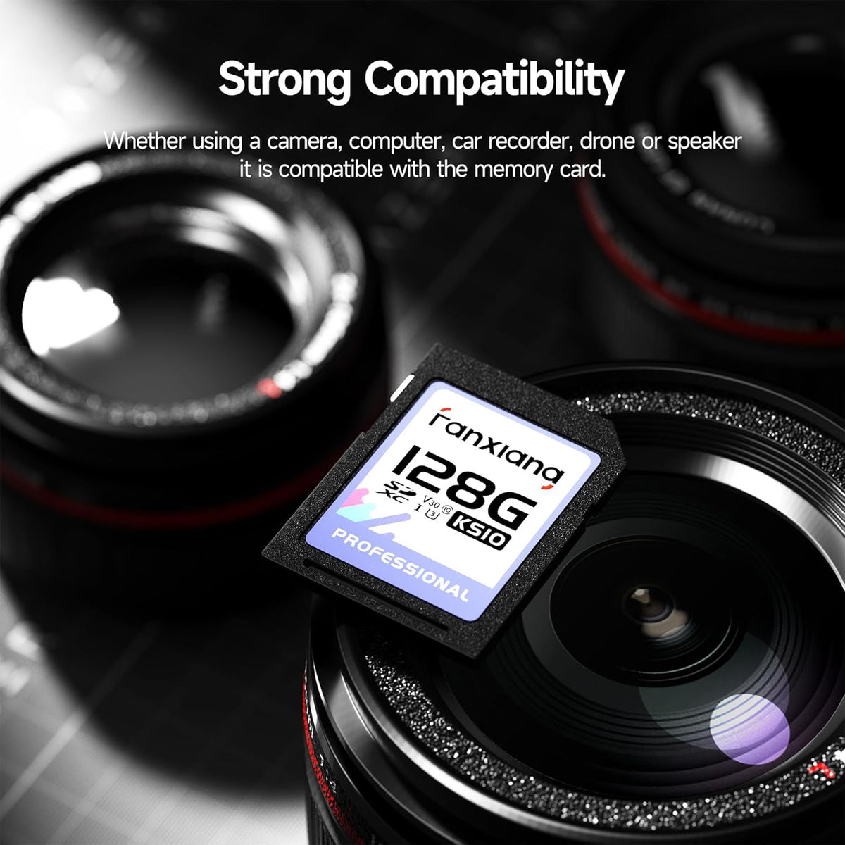 fanxiang 128GB C10, U3, V30, 4K 100/45 (2-Pack) SDXC Memory Card SD Card, UHS-I, Full-HD & Video, Up to MB/s