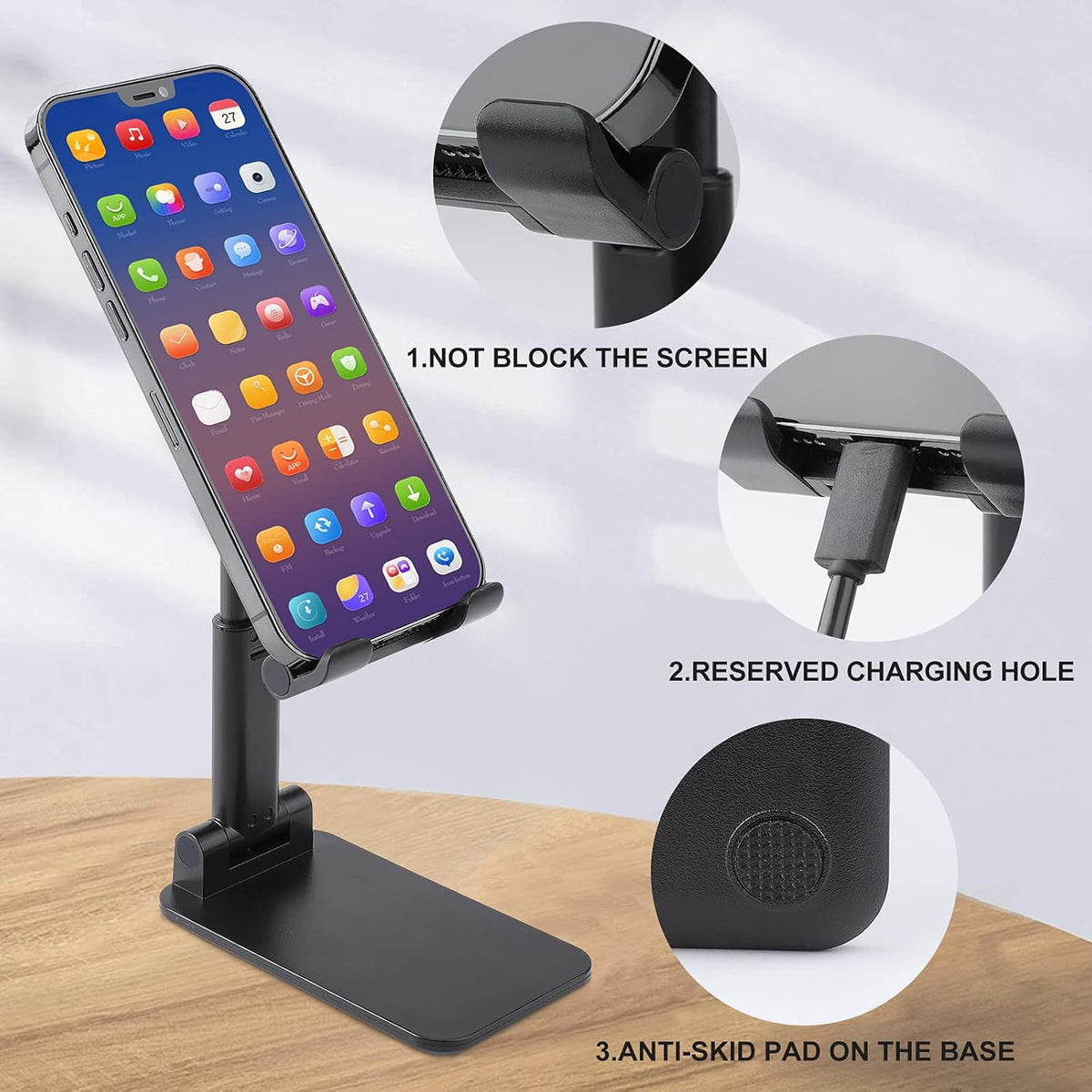 FekiLoot Bluefin Tuna Cell Phone Stand for Desk Foldable Adjustable Mobile Phone Holder Portable Desktop Stand