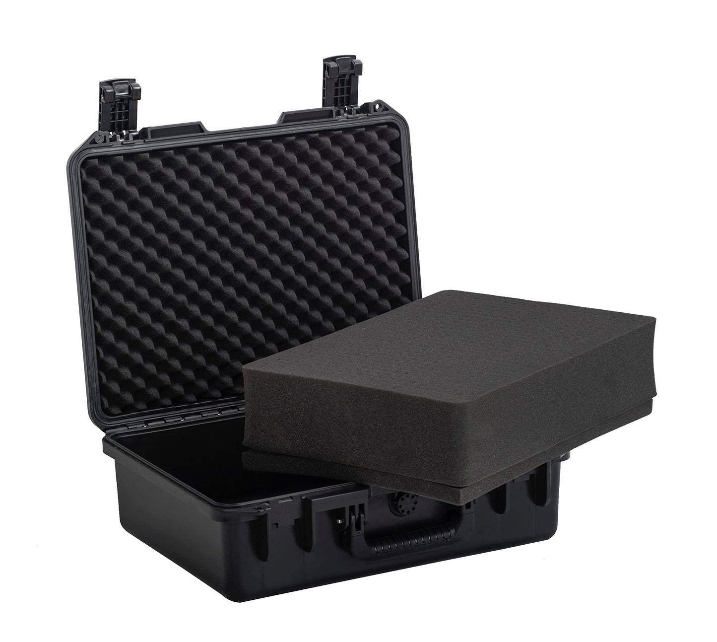 MEIJIA Premium Waterproof Hard Compact Camera Case with customizable fit foam,Full Protection with Light&Convenient Design,19.3"x15.25"x7.3".,Elegant Black