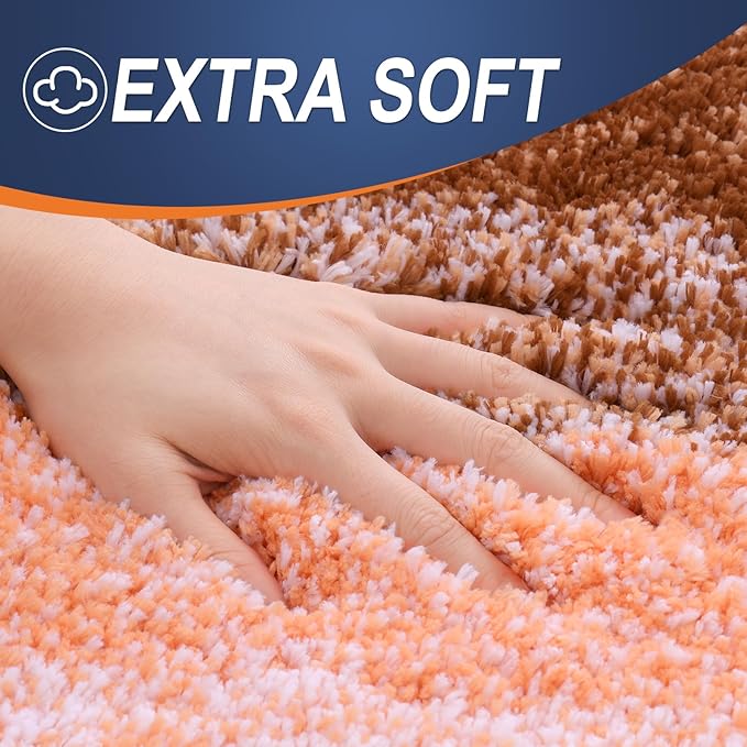 OLANLY Bathroom Runner Rugs 47x17, Extra Soft Absorbent Microfiber Bath Rugs, Rubber Backing, Quick Dry, Machine Washable Bath Mats for Bathroom Floor, Tub and Shower, Home Decor Accessories, Orange