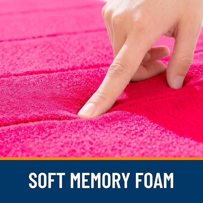 OLANLY Memory Foam Long Bathroom Rugs Runner 70x24, Super Soft Absorbent Bath Mat, Quick Dry, Machine Washable Shower Floor Rugs, Bathmat Carpet, Bathroom Home Decor Accessories, Hot Pink