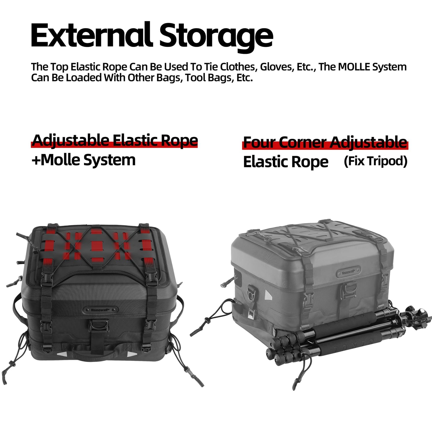 Rhinowalk Waterproof Motorcycle Cooler Tail Bag Top Case– 36L Hard Shell Case + 22L Insulated Insert Bagfor Outdoor Adventures (MFT2302)
