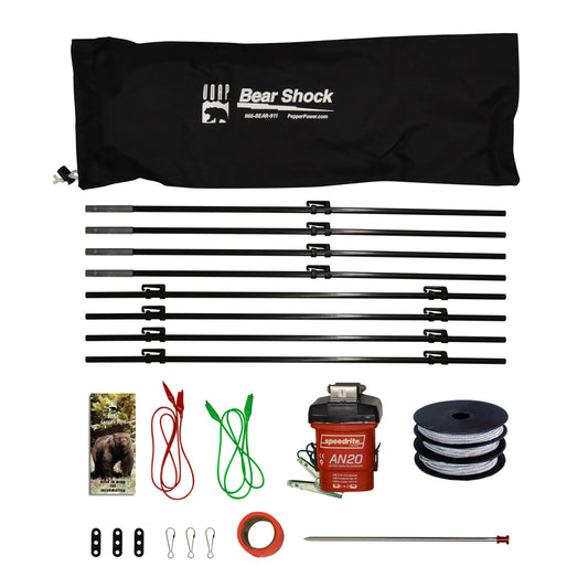 Bear Shock UDAP Ultra Light Electric Fence for Camp, Portable Camping Kit, 27 ft x 27 ft, BEF