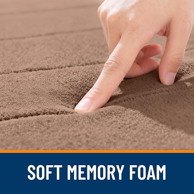 OLANLY Memory Foam Bath Mat 40x32, Super Soft Absorbent Bathroom Rugs, Quick Dry, Machine Washable Shower Floor Rugs, Bathmat Carpet, Bathroom Home Decor Accessories, Mocha