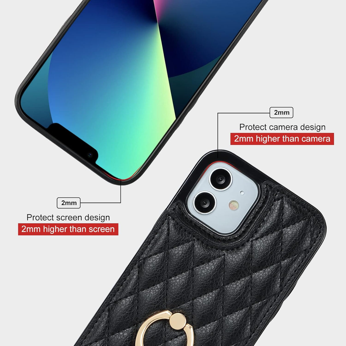Folosu 12 12 360Rotation 6.1 Inch Compatible with iPhone iPhone Pro Case Wallet with Card Holder, Finger Ring Holder