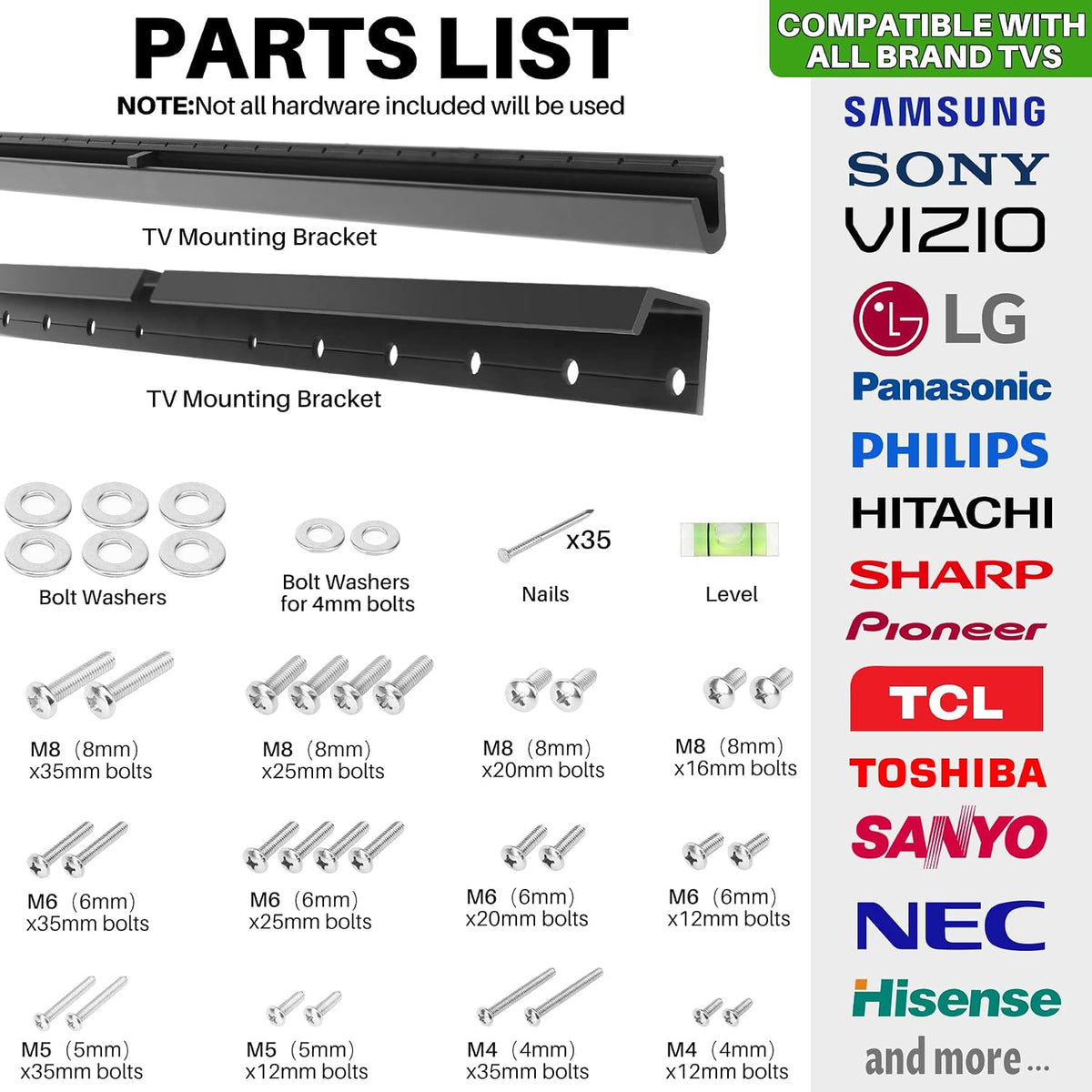 AENTGIU 32-75 Inch 600x400mm, 150 lbs Studless TV Wall Mount, No Drill Drywall TV Mount for Smart TVs, Max VESA Low