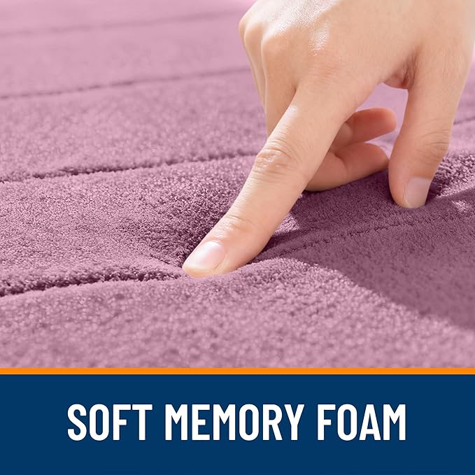 OLANLY Memory Foam Long Bathroom Rugs Runner 59x20, Super Soft Absorbent Bath Mat, Quick Dry, Machine Washable Shower Floor Rugs, Bathmat Carpet, Bathroom Home Decor Accessories, Deep Plum