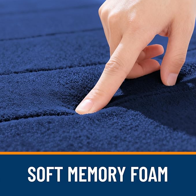 OLANLY Memory Foam Bath Mat 70x46, Super Soft Absorbent Bathroom Rugs, Quick Dry, Machine Washable Shower Floor Rugs, Bathmat Carpet, Bathroom Home Decor Accessories, Twilight Sapphire