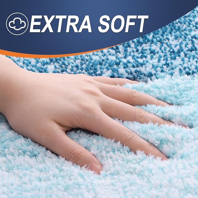 OLANLY Bathroom Runner Rugs 44x24, Extra Soft Absorbent Microfiber Bath Rugs, Rubber Backing, Quick Dry, Washable Bath Mats for Bathroom Floor, Tub and Shower, Home Decor Accessories, Peacock Blue