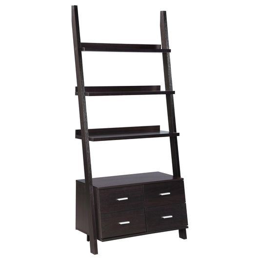 Coaster Home Furnishings - Colella - Wood and Laminated - 5-Shelf Bookshelf with 4 Drawers and Lower Cabinet - Contemporary - Home Office - 72-Inch - Cappuccino - 800319