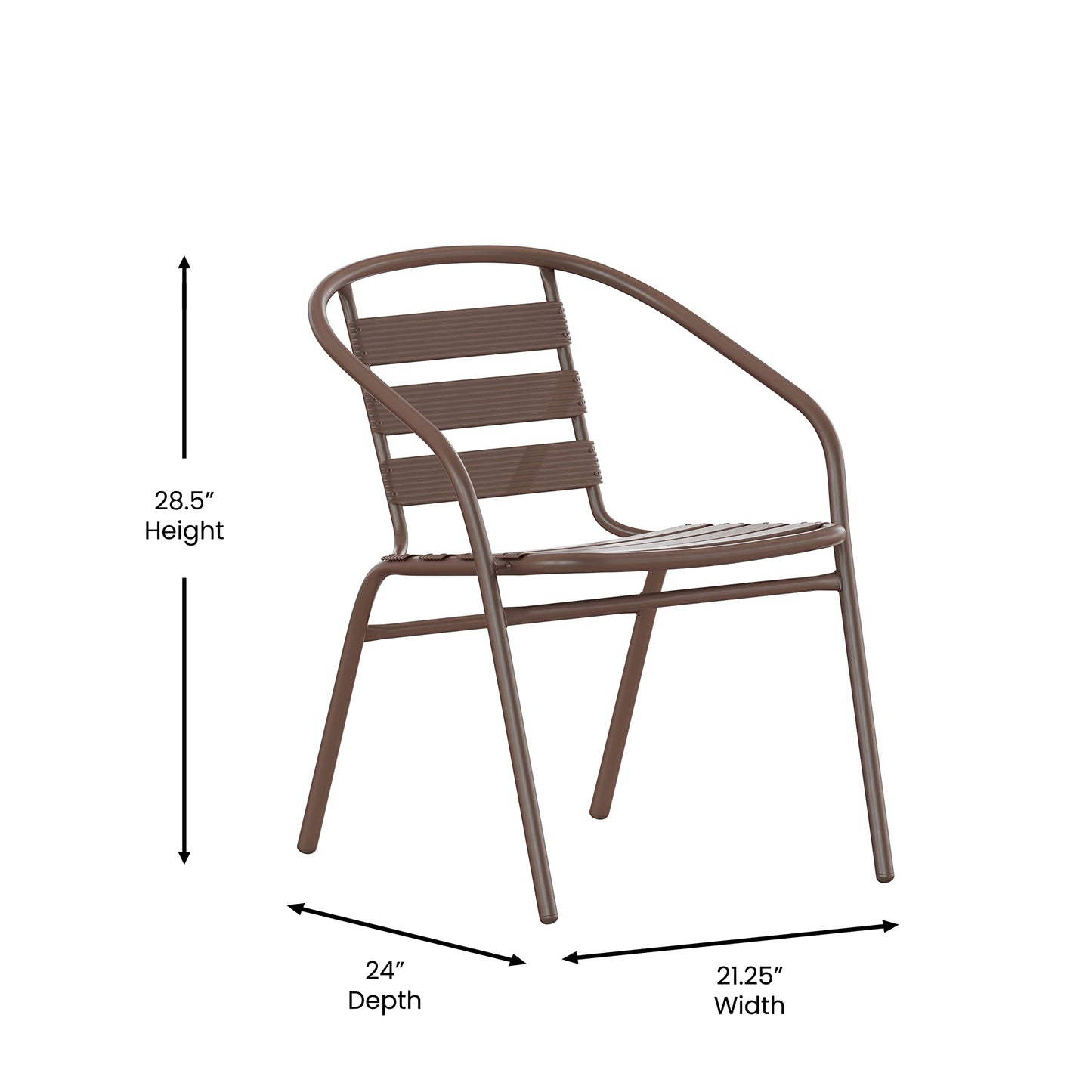Flash Furniture TLH-0731SQ-017CBZ2-GG Lila 23.5'' Square Glass Table with 2 Metal Aluminum Slat Stack Chairs, Bronze