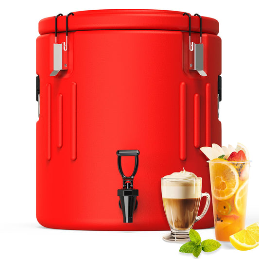 Insulated Beverage Dispenser 5 Gallon, Hot Drink Dispenser with 304 Stainless Steel Interior & Spout, Hot Water Dispenser for Parties, Portable Outdoors Water Jug for Camping Sports,N6