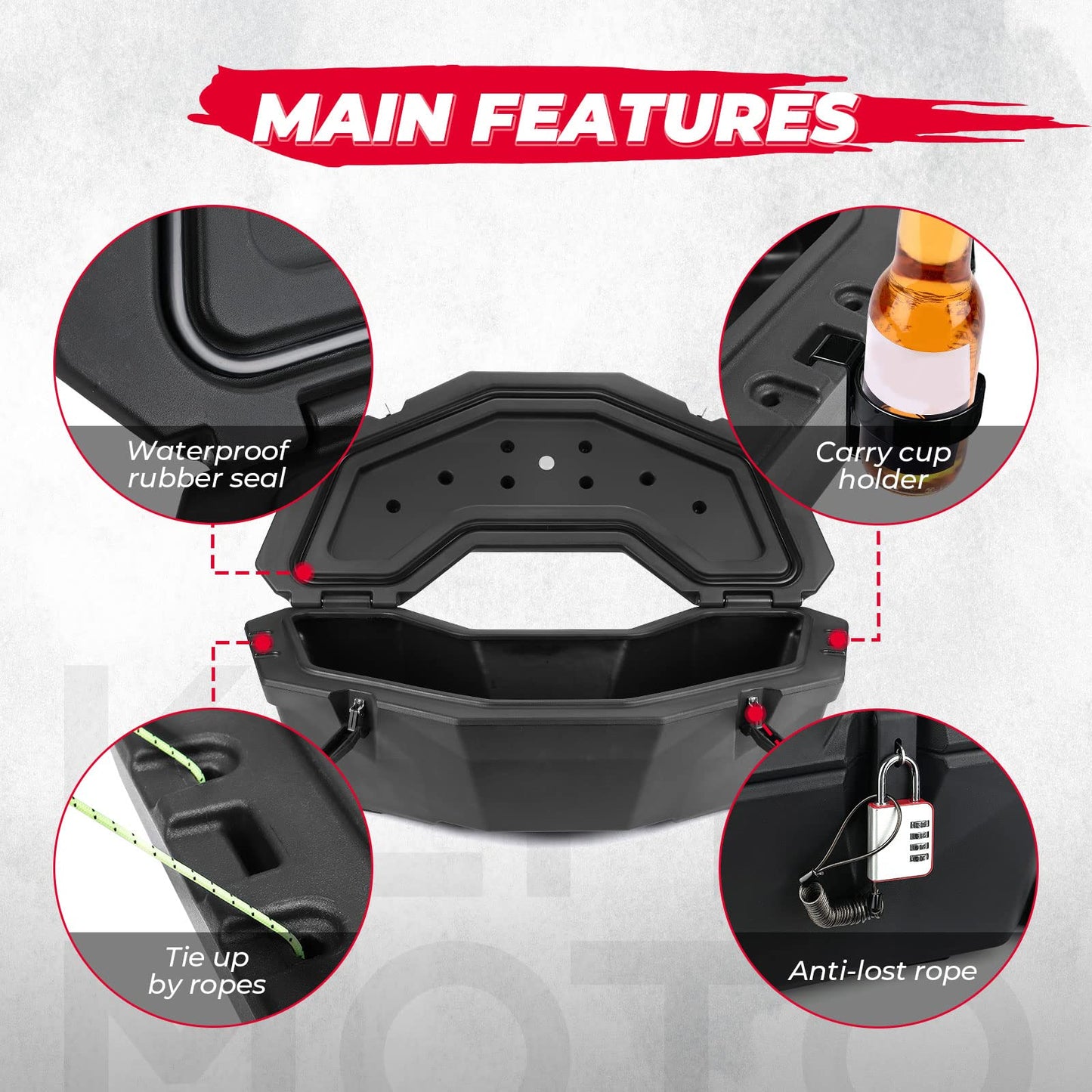 Kemimoto X3 Bed Box, X3 Trunk Storage Box, X3 Max Rear Rack Cargo Box Compatible with Can am Maverick X3, Outlander (Except 6x6), Renegade, OEM Replace #715004778 w/h Mounting Bracket