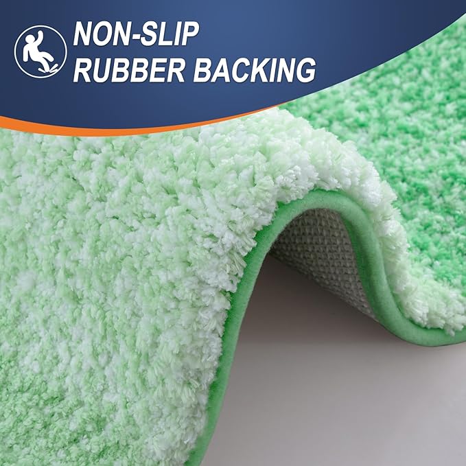 OLANLY Bathroom Runner Rugs 59x24, Extra Soft Absorbent Microfiber Bath Rugs, Rubber Backing, Quick Dry, Machine Washable Bath Mats for Bathroom Floor, Tub and Shower, Home Decor Accessories, Green