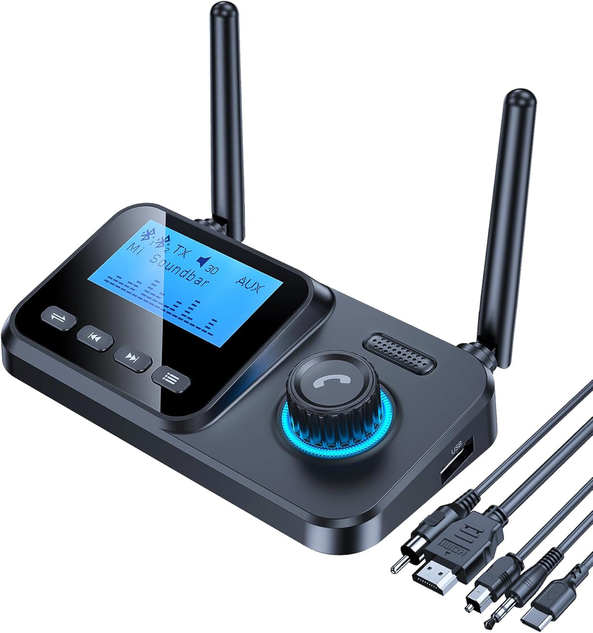 KAIY 2 2 1 Bluetooth Transmitter for TV Dual Link to Headphones, in Wireless Audio Adapter Receiver for Home Stereo