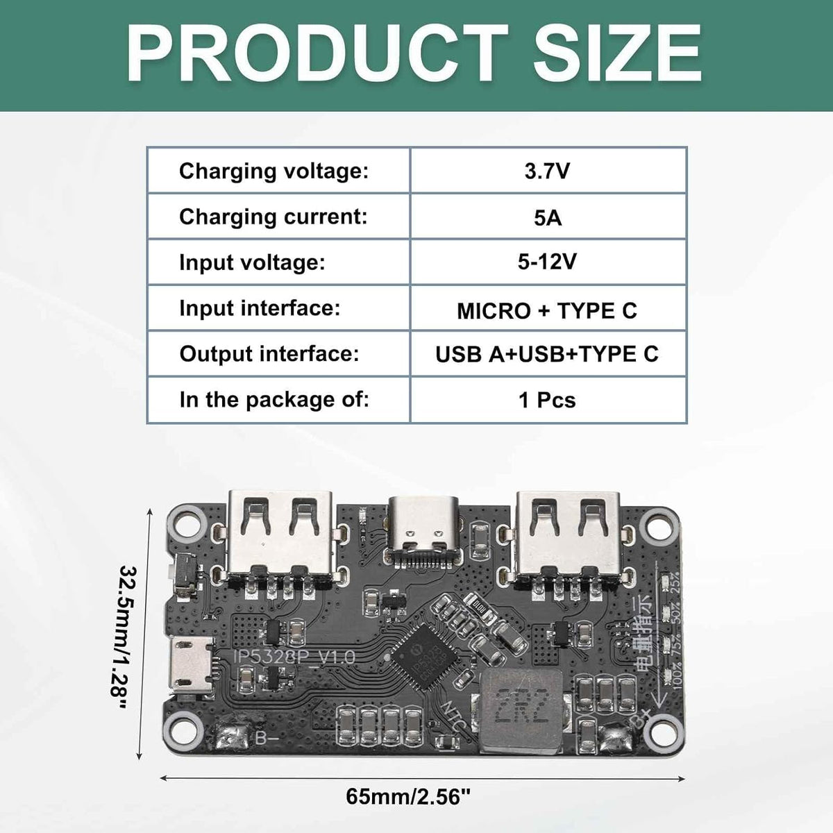 MECCANIXITY IP5328P 3.7V 5V-12V 18W 5A 18650 Bi-Directional Fast Charging Module, to Step Up Power Bank Board Quick