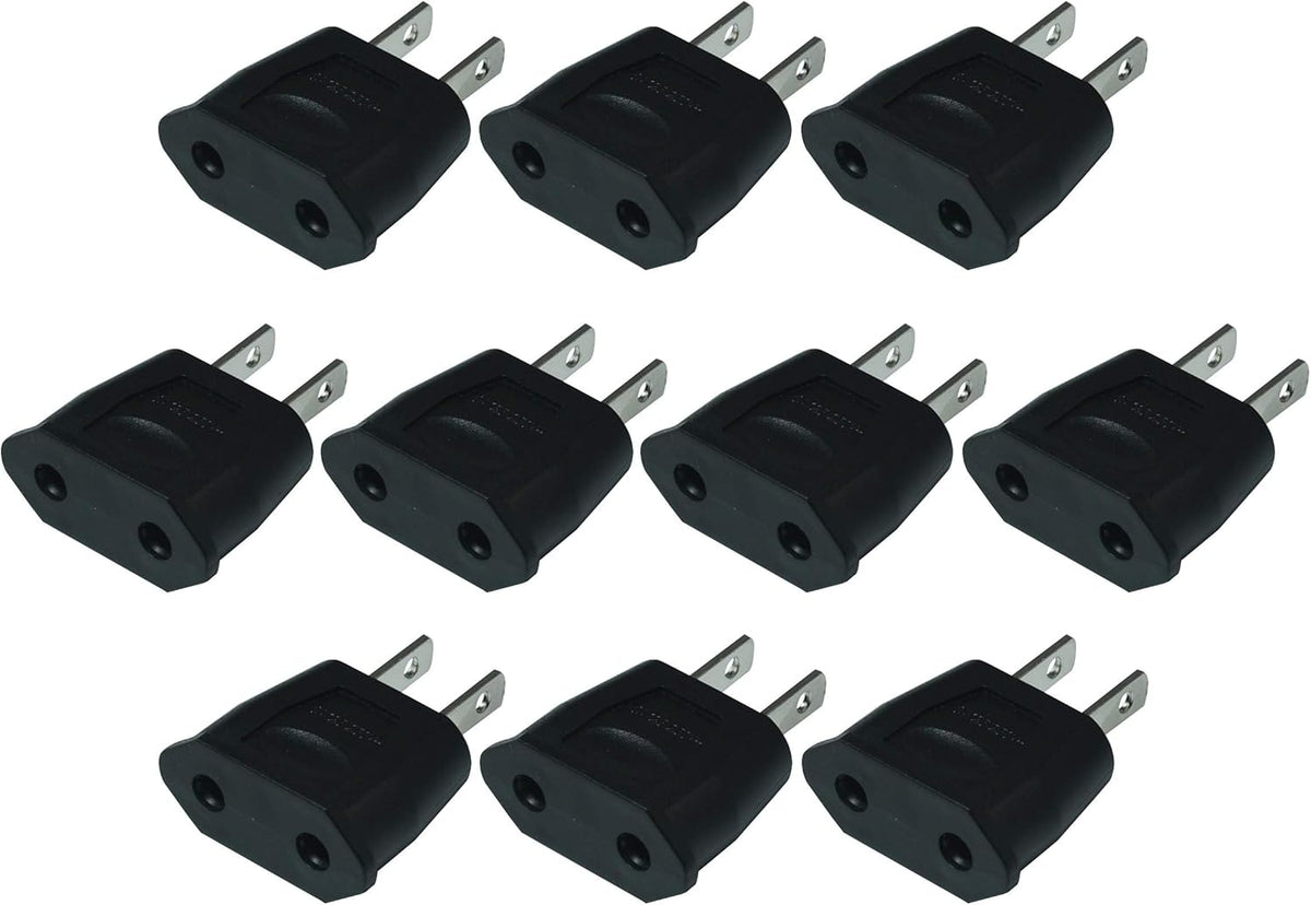 FILSHU (10 EU Euro Europe to US USA Power Jack Wall Plug Converter Travel Adapter Adaptor PCS)