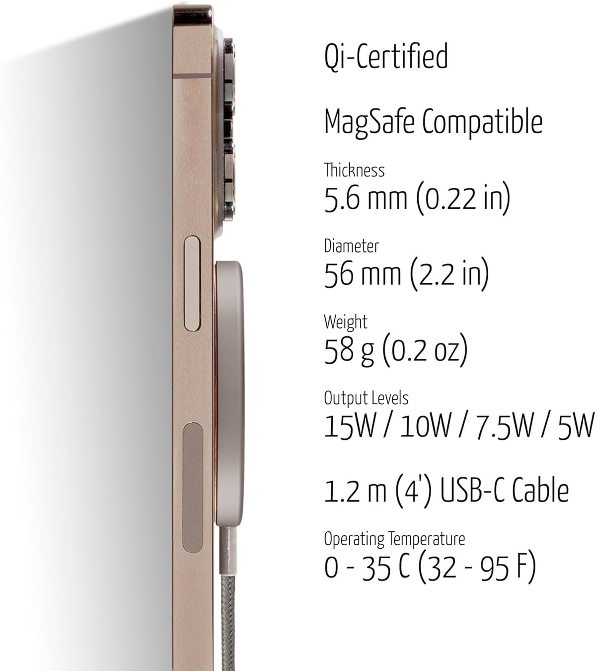 Dreem 17/16/15/14/13/12 Empower Magnetic Wireless Charger Pad Compatible with MagSafe for iPhone & Qi-Certified Devices