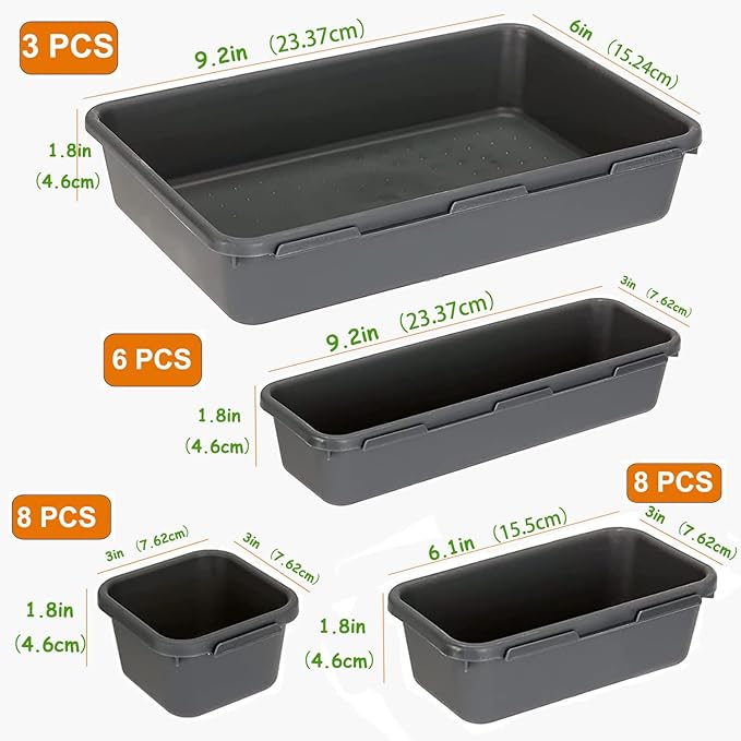 25 PCS Interlocking Desk Drawer Organizer Separator for Office,Bathroom,Kitchen,Makeup,Tool（4 Sizes）