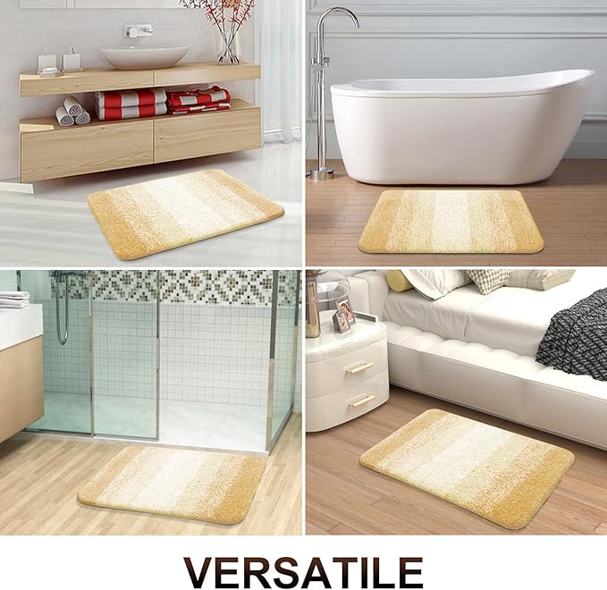 OLANLY Bathroom Rugs Mat 40x24, Extra Soft Absorbent Microfiber Bath Rug, Rubber Backing, Quick Dry, Machine Washable Bath Mats for Bathroom Floor, Tub and Shower, Home Decor Accessories, Light Yellow