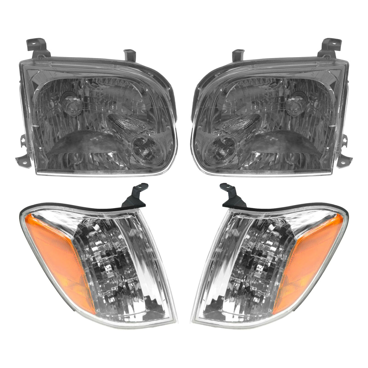 TRQ Headlight Assembly Set for 2005-2007 Toyota Sequoia & 2005-2006 Tundra, Clear, Model LKA55928