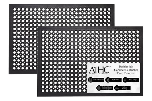 A1 Home Collections New All Purpose Anti Fatigue Versatile Rubber Floor Non-Slip Mat with Drain Holes, Workplace Mat, Restaurant Kitchen Mat, Commercial Utility Garage Floor Mat - 36" x 60" (2 Pack)