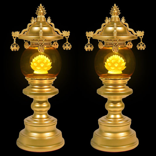 CFSHGLPSF Lotus Lamp LED Buddhist Eternal Light, 3 Color Adjustable Night Light, Aluminum Alloy Base Portable Lamp for Buddha Altar, Home Decor & Camping (Pendant Style)