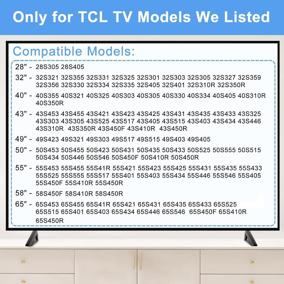 Maozhren 28" 32" 40" 43" 49" 50" 55" 65" 55S401 50S546 50S423 43S431 40S325 28S405 TV Legs for TCL Roku TV Stand Legs