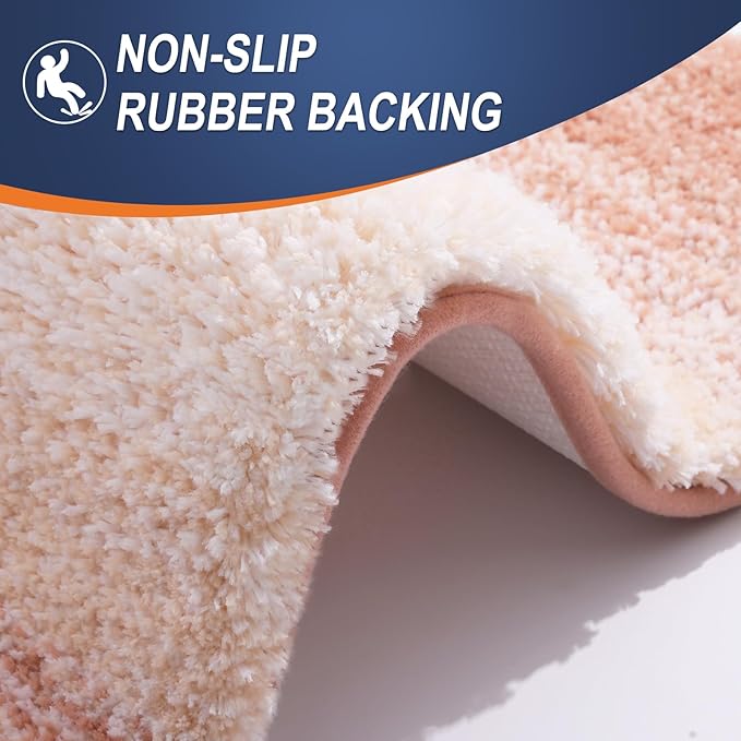 OLANLY Bathroom Rugs Mat 54x24, Extra Soft Absorbent Microfiber Bath Rugs, Rubber Backing, Quick Dry, Machine Washable Bath Mats for Bathroom Floor, Tub and Shower, Home Decor Accessories, Peach