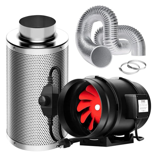 VIVOSUN Grow Tent Ventilation System, 8 Inch Inline Duct Fan with Speed Controller, 8'' Carbon Filter, and 25ft. Ducting Combo, Air Cooling and Filtration Kit for Grow Tent, Hydroponics