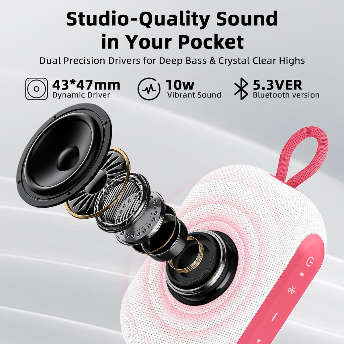 LOBKIN Speaker,IP67 20H 10W 5.4 Portable Bluetooth Waterproof Small Bluetooth Speaker Playtime Loud Sound BT Wireless