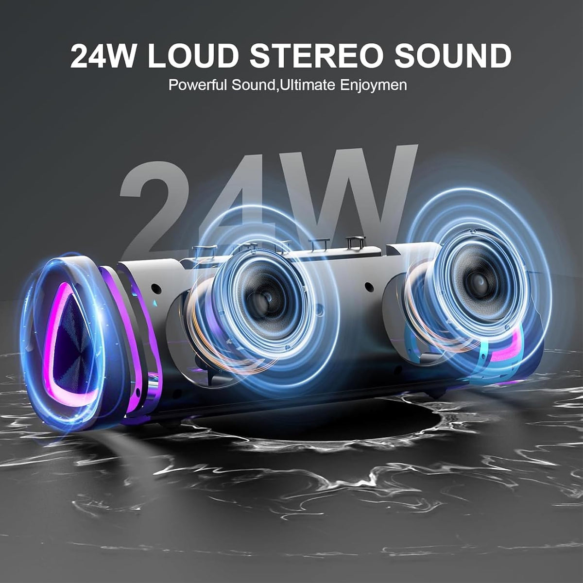 aowoka 2025 5.4, 24H IPX7 Bluetooth Speaker, Portable Wireless Speakers with Led Light, Bluetooth Playtime, Enhanced