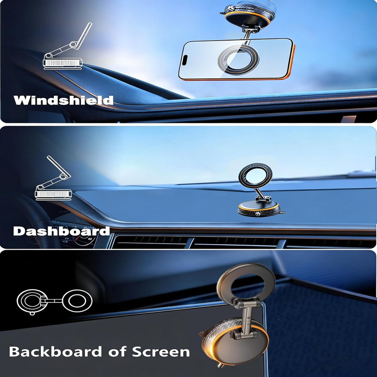 Fclvd 360Adjustable 108+LBS Magnetic Car Phone Holder, Vacuum Dashboard and Windshield Mount Magsafe Cell Phone Holders