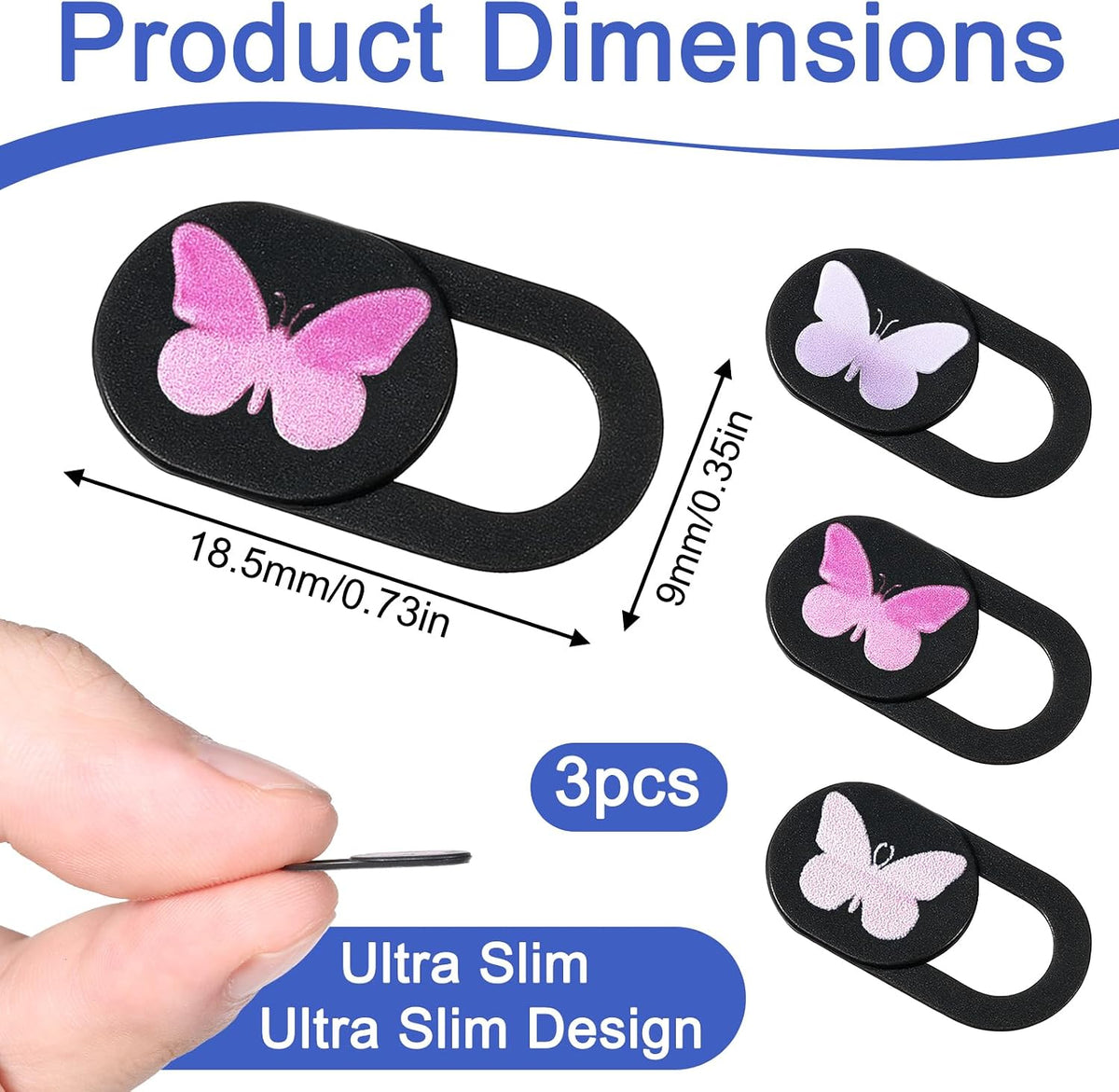 Qulkws 3 Pcs Webcam Cover Slide Butterfly Design Ultra-Thin Laptop Camera Cover Slide Web Cam Privacy Blocker