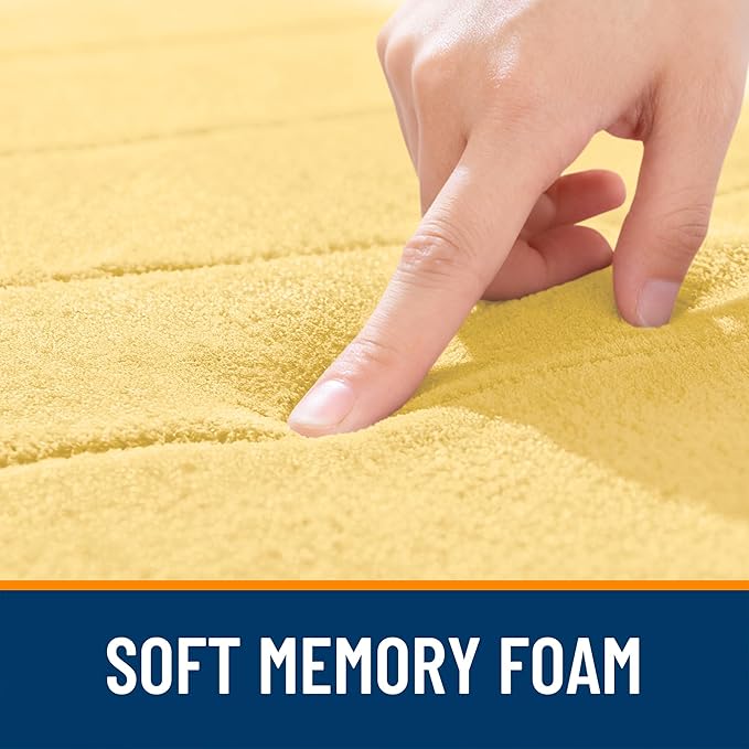 OLANLY Memory Foam Bath Mat 59x35, Super Soft Absorbent Bathroom Rugs, Quick Dry, Machine Washable Shower Floor Rugs, Bathmat Carpet, Bathroom Home Decor Accessories, Yellow