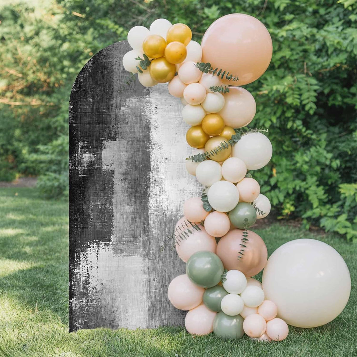 Jnbasdffb 6.6 Grey Wedding Arch Cover, Stretchy Spandex Arch Backdrop Stand Covers FT, Modern Oil Painted Art Abstract