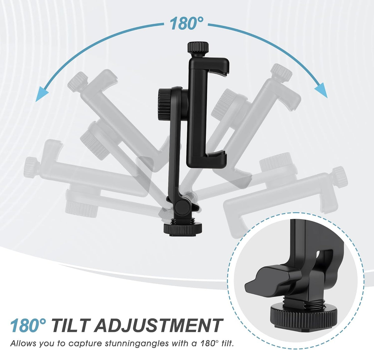 EszkozTA 360 1/4" Universal Cell Phone Tripod Mount Adapter, Camera Hot Shoe Phone Holder Clamp with Rotation Bracket