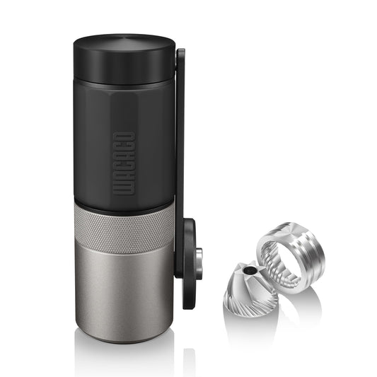 WACACO Exagrind, Manual Coffee Grinder, Stainless Steel Conical Burr, High Precision Adjustable Coffee Bean Grinder with Hand Crank, Handheld Portable Grinder for Espresso, Pour-over, Camping, Travel