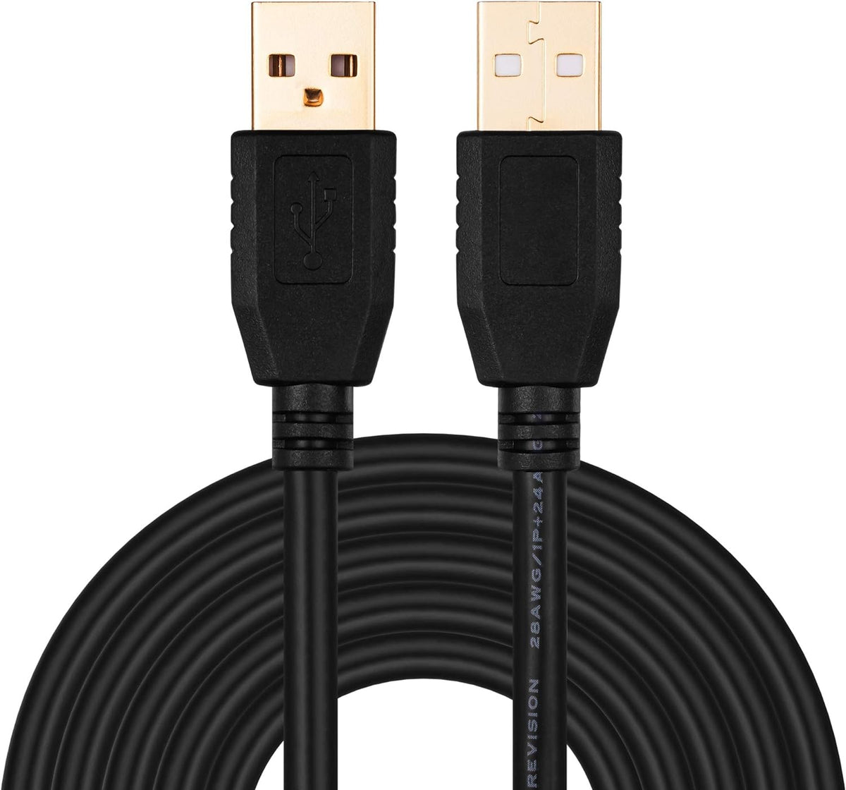 50Ft, Cameras(15M/50Ft) Tan QY USB A to A Male Cable Double End USB Cord with Gold-Plated Connector for Hard Drive