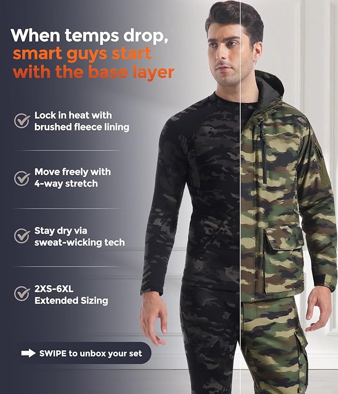 CL convallaria Thermal Underwear Long Johns Set Mens Winter Gift Hunting Gear Sport Base Layer Bottom Top