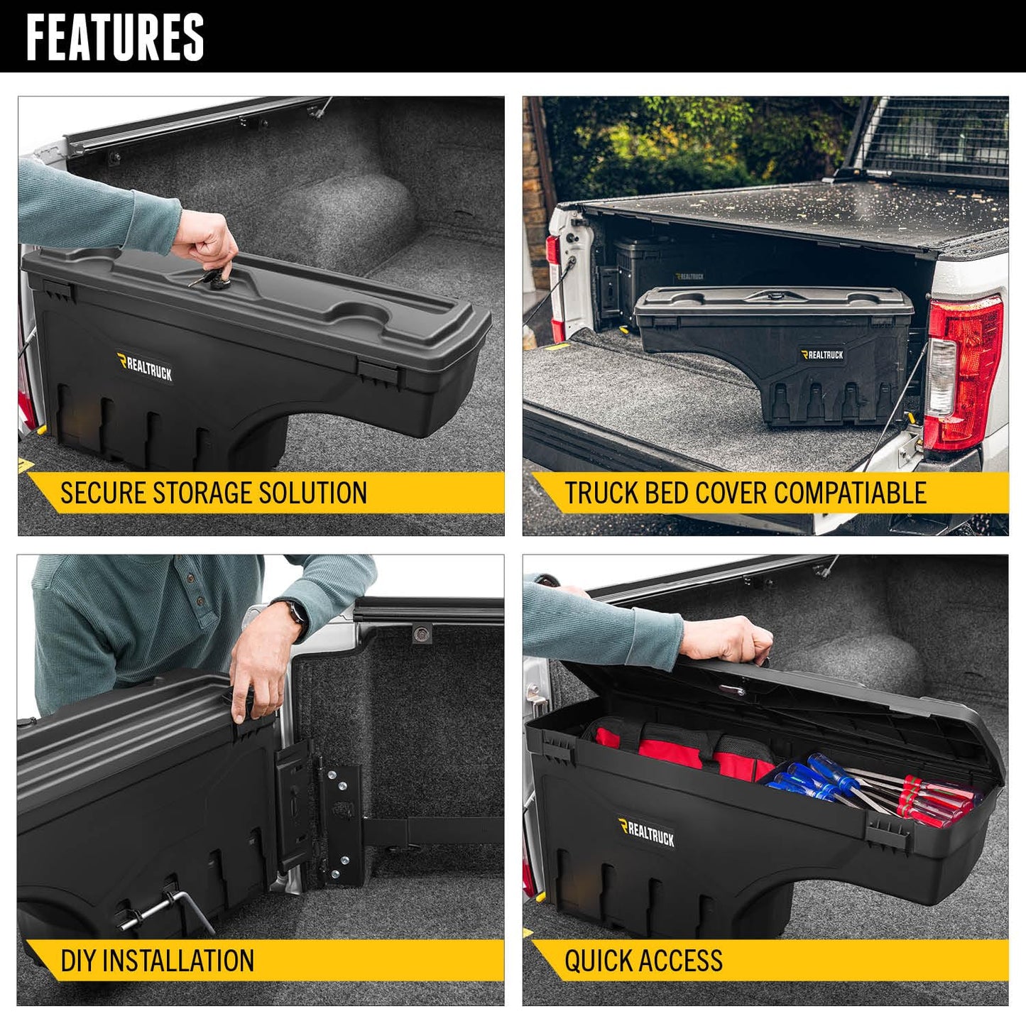 RealTruck UnderCover SwingCase Truck Bed Storage Box | SC400D | Fits 2007 - 2021 Toyota Tundra Drivers Side