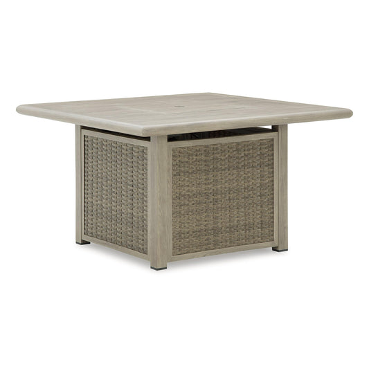 Signature Design by Ashley Haven Retreat Casual Weather Resistant Outdoor Fire Pit Table with 50,000 BTU Burner, Beige
